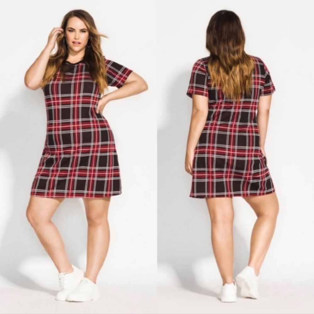 City Chic Tartan Love Plaid Dress size 18 (M)
